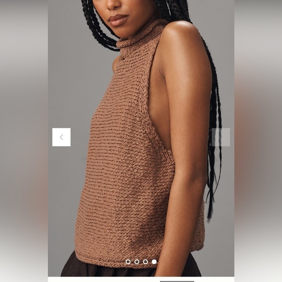 Anthropologie Halter brown sweater top XL y2k boho cottagecore bohemian - Picture 3 of 13